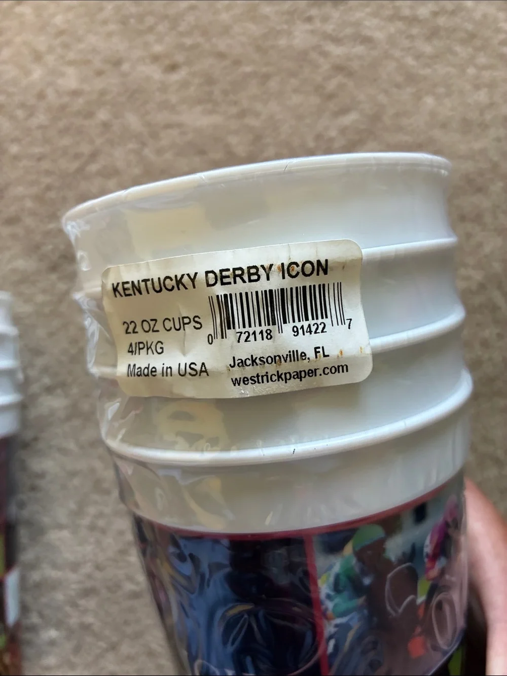 Kentucky Derby Plastic Cups With Churchill Downs Graphics - 22 Oz - 8 Cups